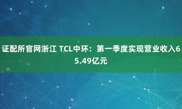 证配所官网浙江 TCL中环：第一季度实现营业收入65.49亿元